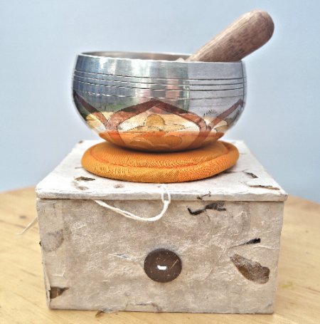 Small Silver Singing bowl set for meditation 3.5" SB-032S