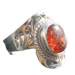 Adjustable Big Amber stone Ring