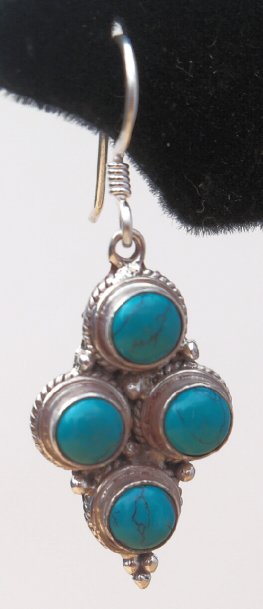 Multi Turquoise Stone Sterling Silver Earring PE 513
