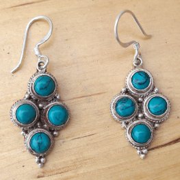 Multi Turquoise Stone Sterling Silver Earring PE 513