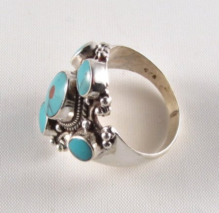 Tibetan Turquoise Ring in Sterling silver PR-105C