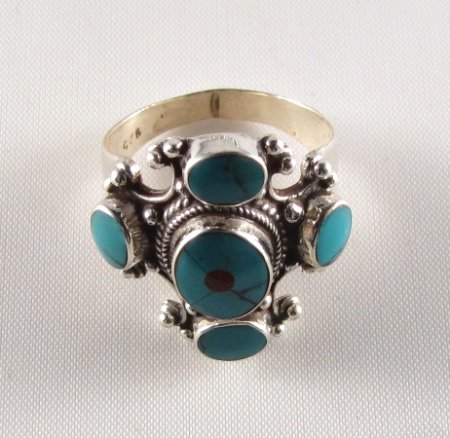 Tibetan Turquoise Ring in Sterling silver PR-105C