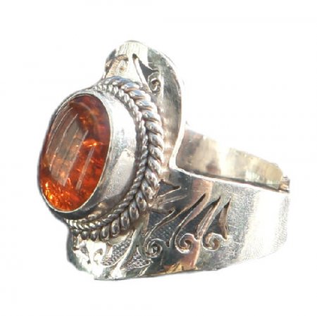 Adjustable Big Amber stone Ring