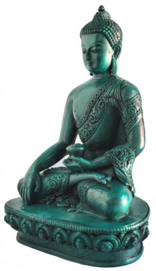 Large Earth Touching Buddha Turquosie looking RB-845T