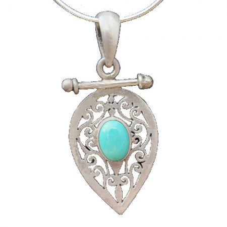 Sterling silver Jali pendent with Turquoise stone RPP2010T
