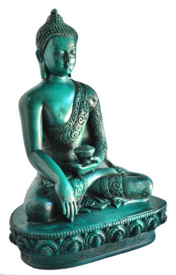 Large Earth Touching Buddha Turquosie looking RB-845T