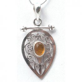 Sterling silver Jali pendent with Amber stone RPP2010A