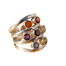 Adjustable Big 7 Chakra stones Ring