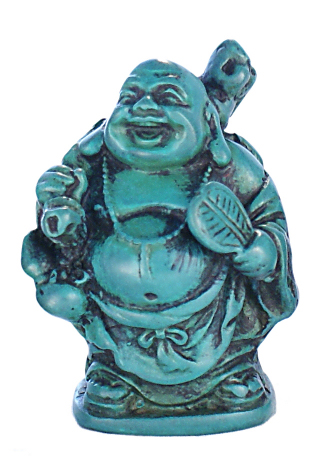 Turquoise mini Travellin Laughing Buddha RN-133F